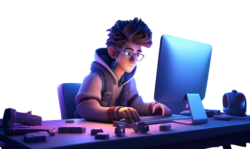 Man coding on computer
